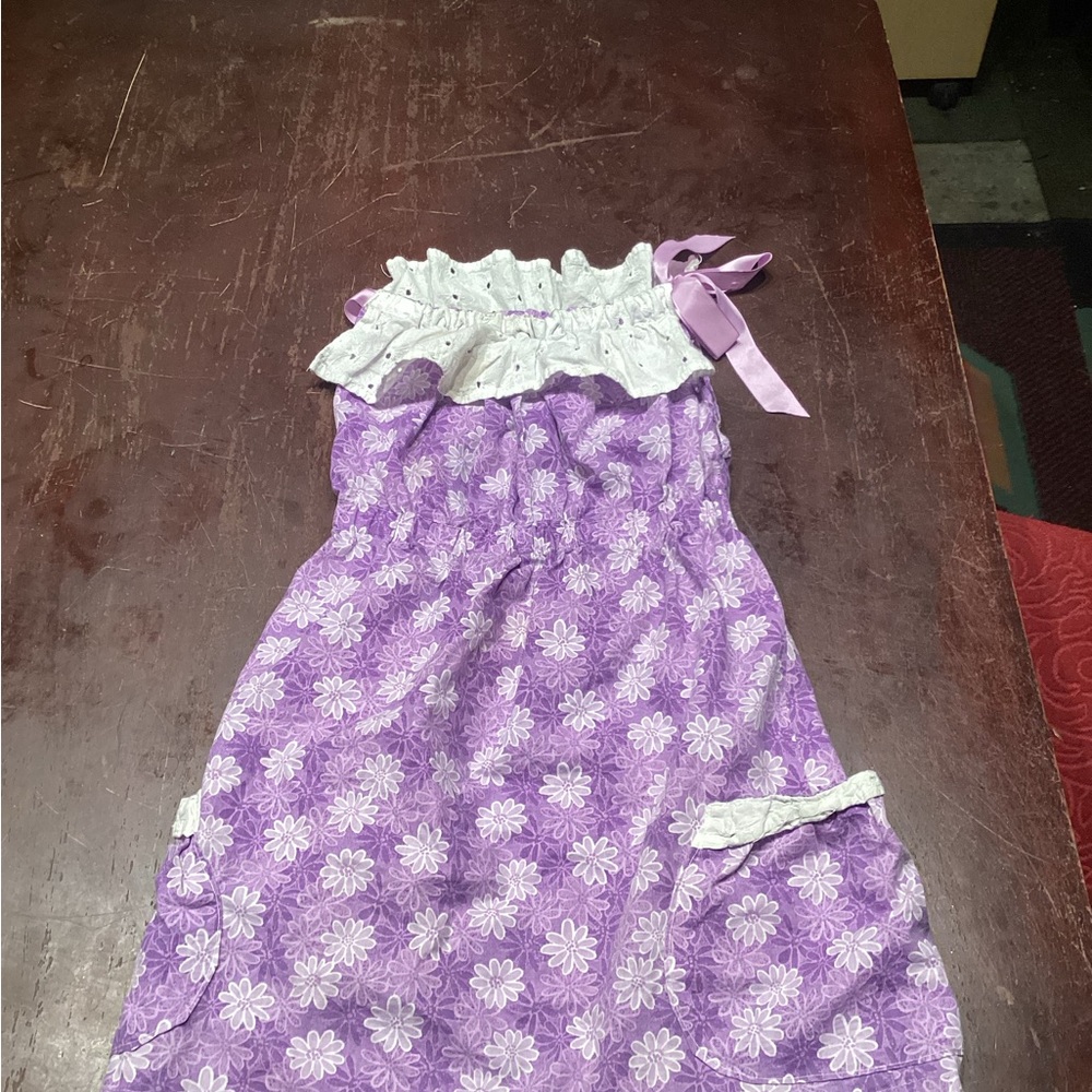 Purple Floral Dress with White Accents